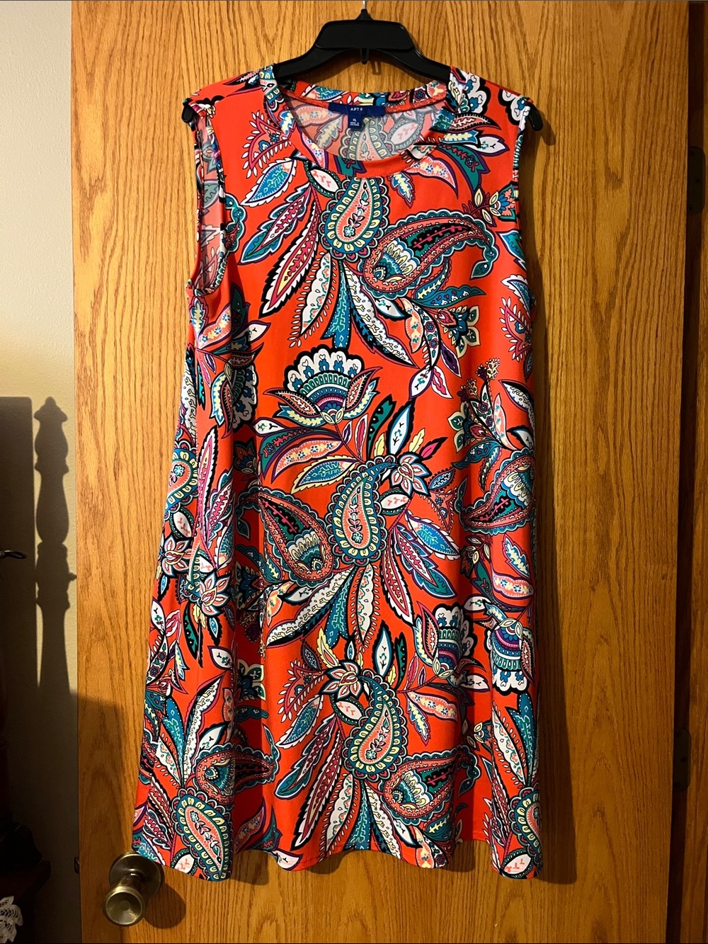Apt. 9 Bright Coral Paisley Sleeveless Dress